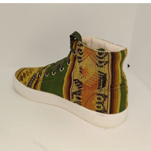 Caamano Womens Pre-owned Brown/Green High Top Knit Sneakers from Peru - sz. 7 - Picture 2 of 7